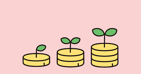 お金が育っていく様子を表すイラスト